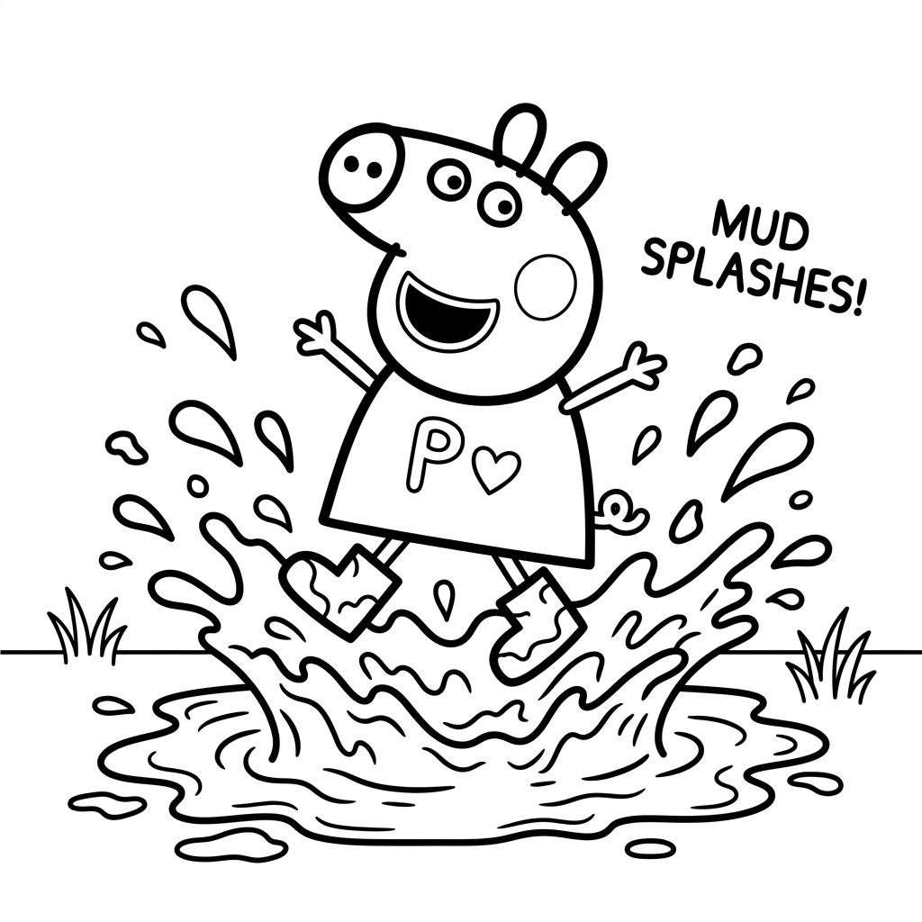 Desenho da Peppa Pig infantil em linhas simples para imprimir e pintar.