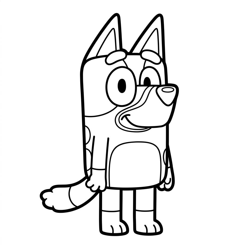 Desenho infantil da cachorrinha Bluey para colorir e imprimir em folha A4.